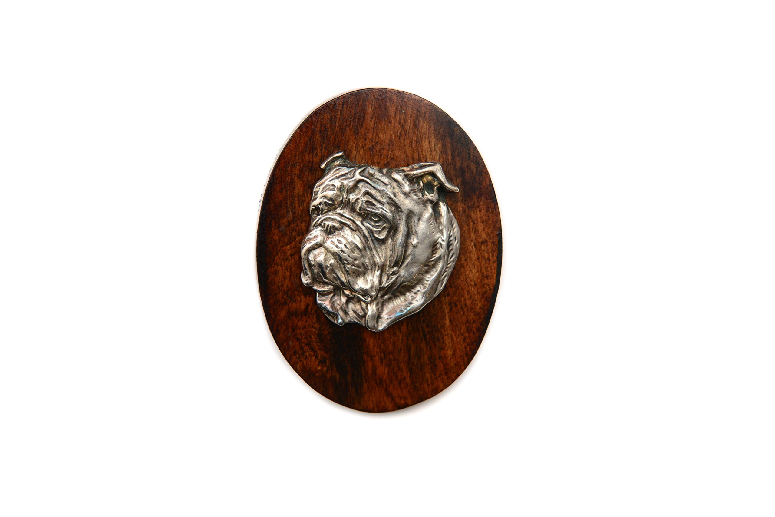 Art-Dog Dog Show Ring Clip Number Holder - Brooch with Clip Dog Show Exhibit Number Holder - Handmade Dog Show Accessory – Dog Tag Clip 7x5cm – English Bulldog I