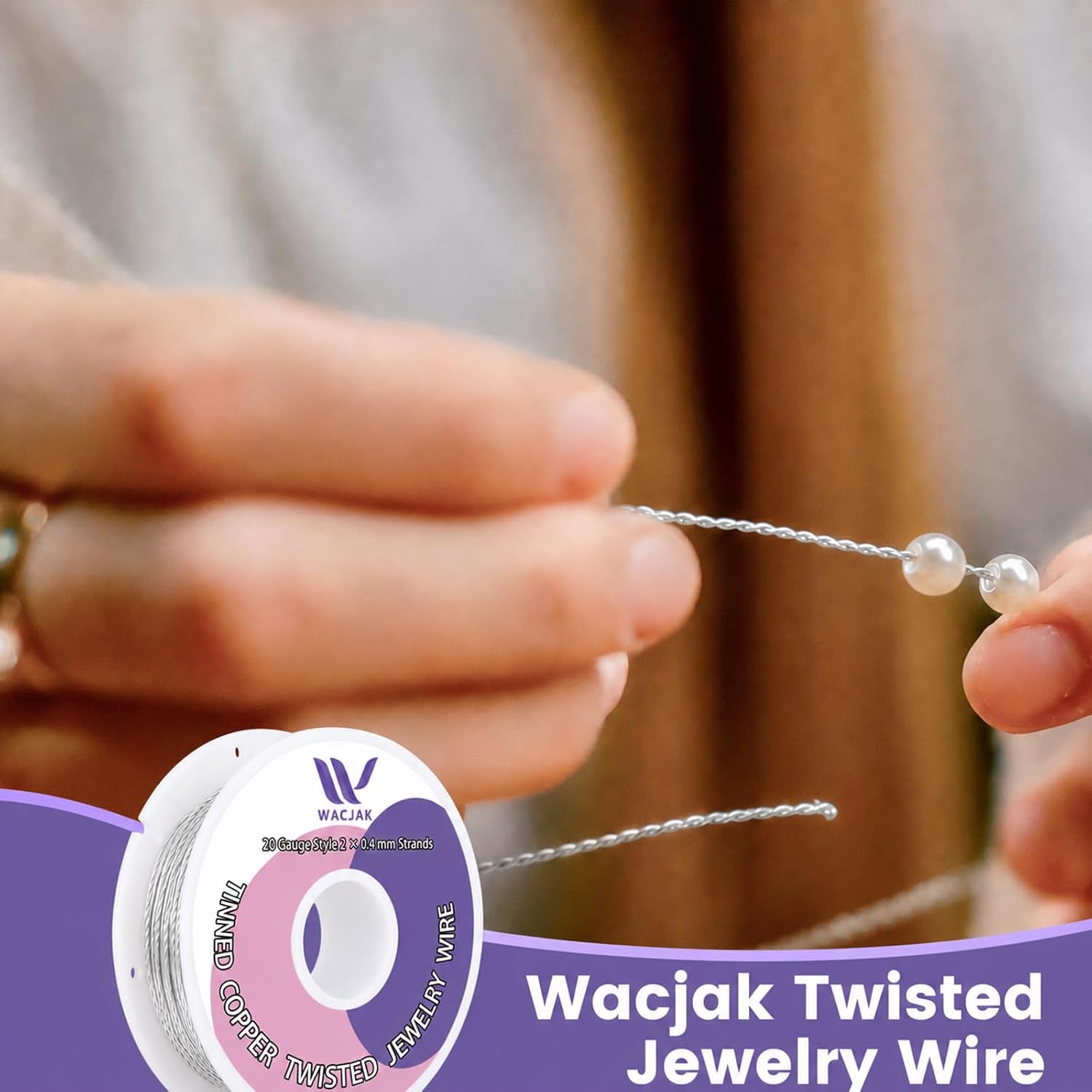 20 Gauge Twisted Jewelry Wire, 2 x 0.4 mm Strands, Tinned Copper 50 ft Silver Tone Craft Wire for Wire Wrapping, Rings, Earrings, Bracelets, DIY Jewelry Making