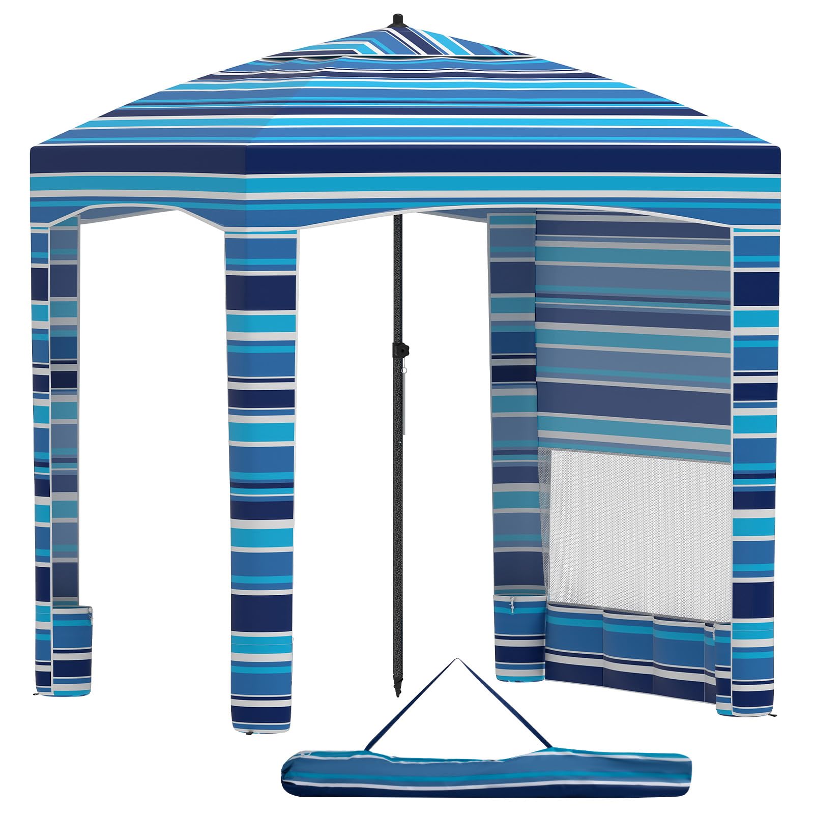 SOARS Tenda da Spiaggia Portatile con Parete Rimovibile 185x185 cm | Tenda da Mare Regolabile in Altezza, Parasole con Tasche Portaoggetti e Borsa da Trasporto, per Campeggio e Picnic