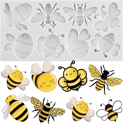 Lingzhi Molde de silicona para fondant de abejorros para decoración de pasteles, decoración de cupcakes, caramelo, azúcar, pasta de goma de mascar,