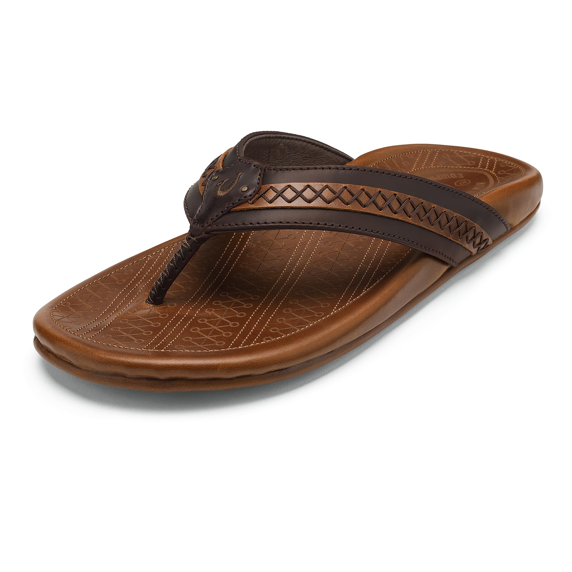OLUKAI Mea Ola Nu'u メンズ レザーサンダル、New Heights Jason & Travis Kelce Collab、ソフトで丈夫なビーチサンダル、アーチサポート&コンフォートフィット