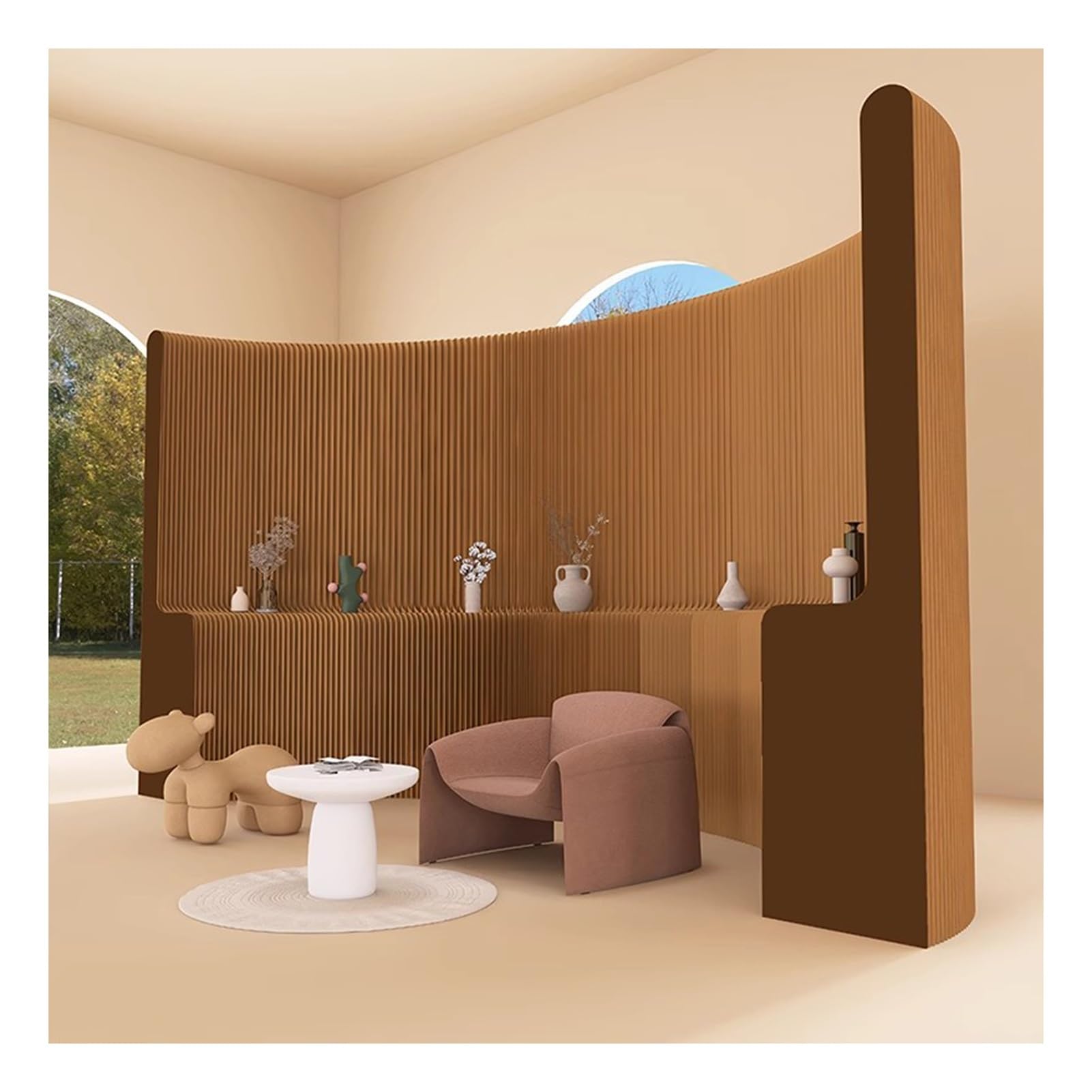 Biombo Divisor de Habitación Separadores de ambientes de papel para interiores con almacenamiento, pared divisoria de privacidad de oficina plegable y retráctil, divisor de pared de habitación para tr