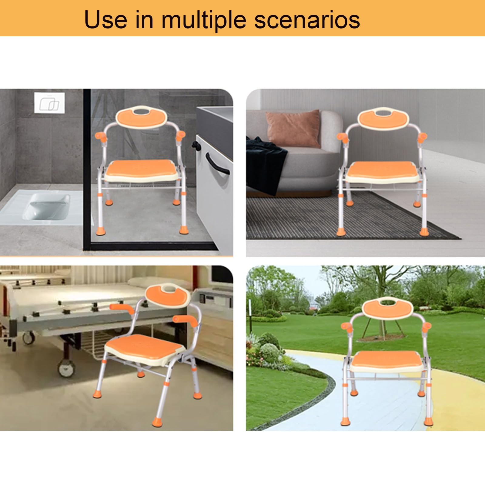 Silla De Ducha Regulable con Respaldo Y Reposabrazos │ Barra De Agarre con Ventosa │ Banco Antideslizante │ Asiento De Bañera for Mayor Seguridad En El Baño (Color : Light Blue)