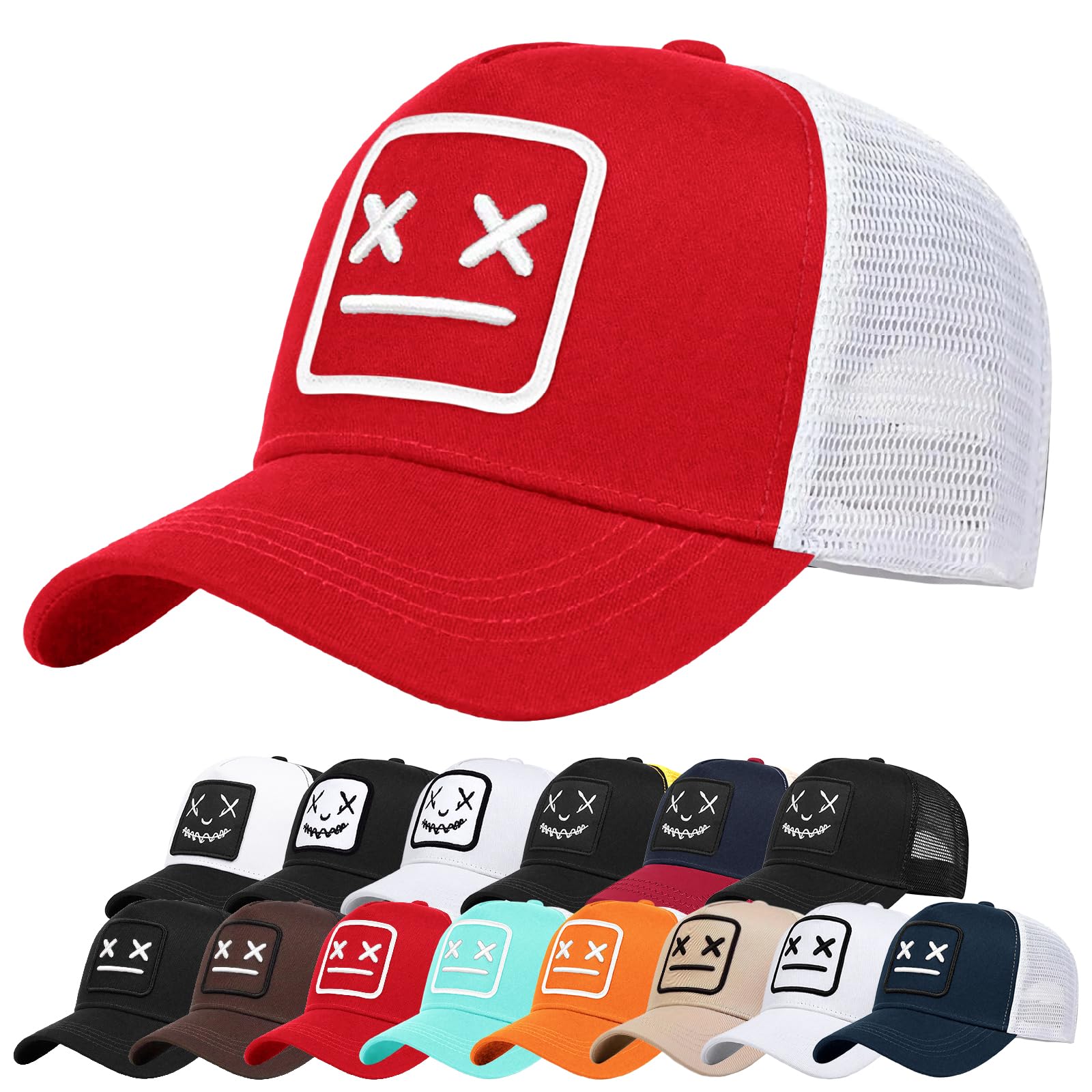 Enwokran Męska czapka bejsbolowa Quirky, dziwaczny haft, kapelusze, uniseks, hip-hop, czapka z daszkiem, regulowana tylna strona z siatki, ochrona przed promieniowaniem UV, sport, podróże, na