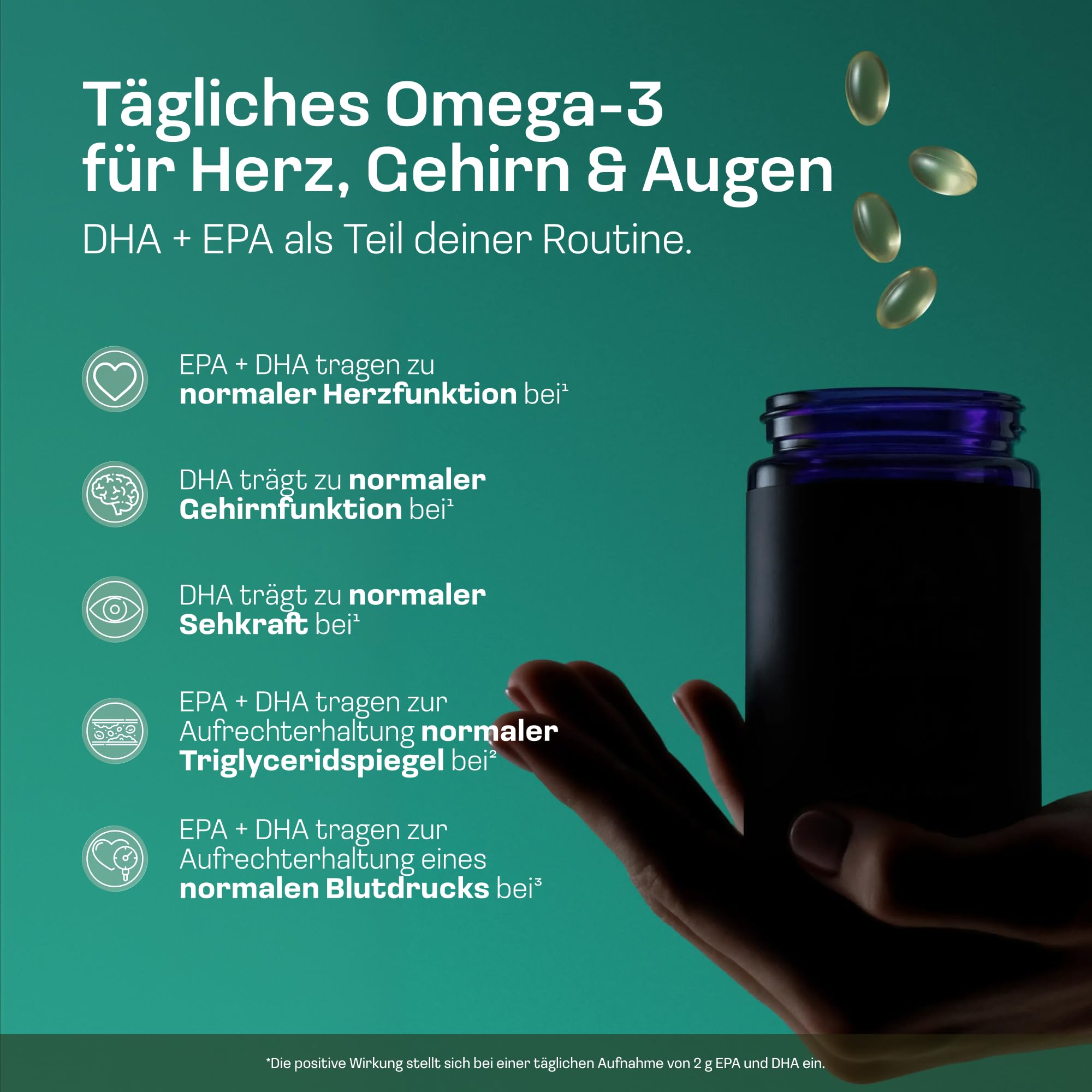 NatuRise® Omega 3 Kapseln Vegan – 1440mg Algenöl pro Tag davon 869mg Omega-3 (DHA, EPA & DPA) – Hochdosiert – 60 Kapseln – Laborgeprüft – Triglycerid-Form – UV-geschützt – Fischöl Alternative