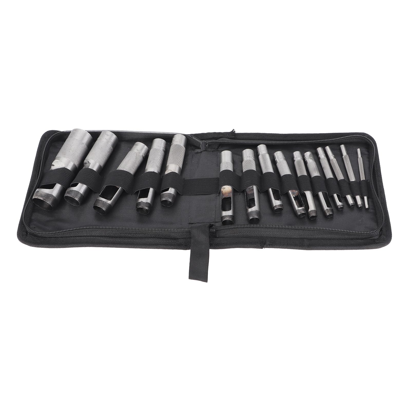 Fabater Juego de 15 Herramientas Perforadoras de Cuero de Acero Al Carbono, Cincel Perforador de Cinturón Manual, Kit de Perforación de Hardware de 3-25 Mm para Artesanía en Cuero, Antioxidante