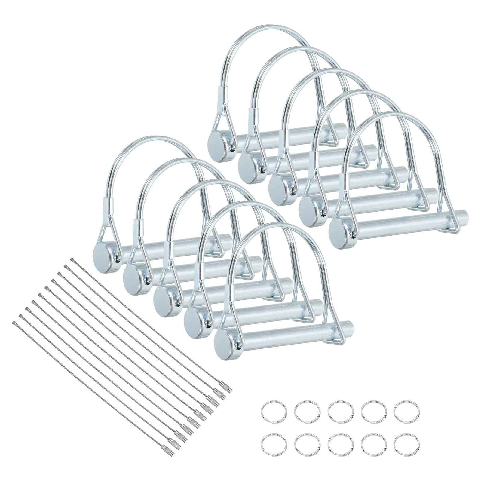 sourcing map 10Pcs Trailer Coupler Pin, 5/16" x 2-13/16" Trailer Hitch Locking Pin with Steel Quick Release Ring, Wire Shaft Locking Accessories for Farm Lawn Garden Trailers Wagons Towing