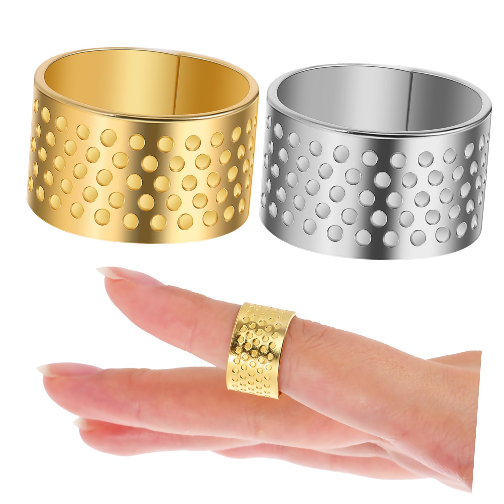 OSALADI 2Pcs Thimble Thick Stitching Finger Protectors for Hand Quilting and Sewing Supplies Durable Thimbles for Crafting and Embroidery