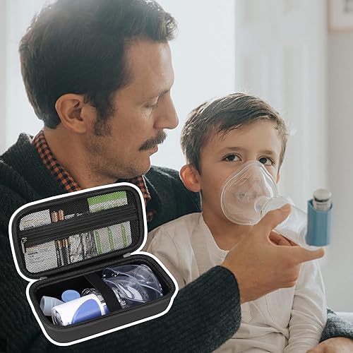 Miniatura 28 de Elonbo Estuche de transporte para máquina nebulizadora portátil de mano para adultos y niños, estuche de viaje para inhalador de asma, soporte