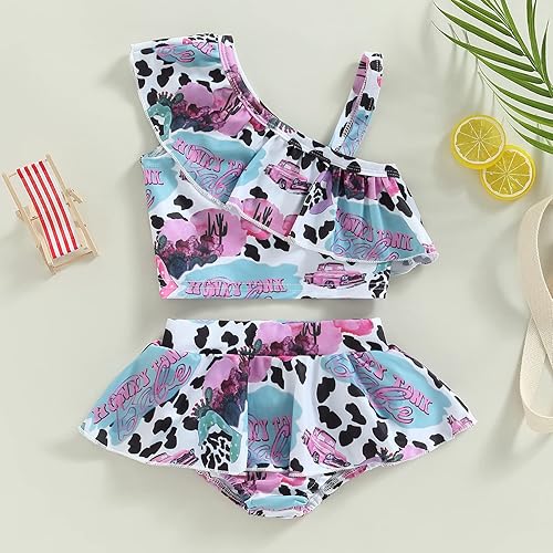 Miniatura 8 de Traje de baño para niña pequeña 2 piezas sin mangas floral parte superior corta natación playa bikini traje de baño de verano
