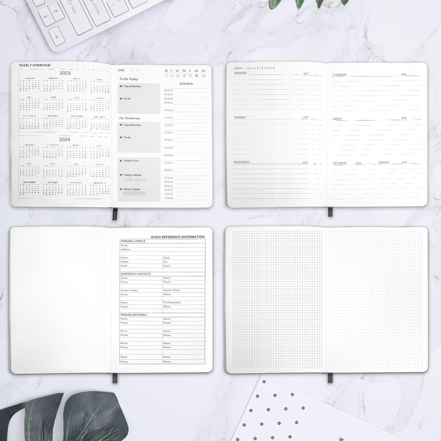 Daily Planner Undated, To Do List Notebook Helps you Set Goals, Increase Productivity & Manage Time Blank Hourly Schedules Weekly Appointment Planner(5.8 X 8.3" Pink)