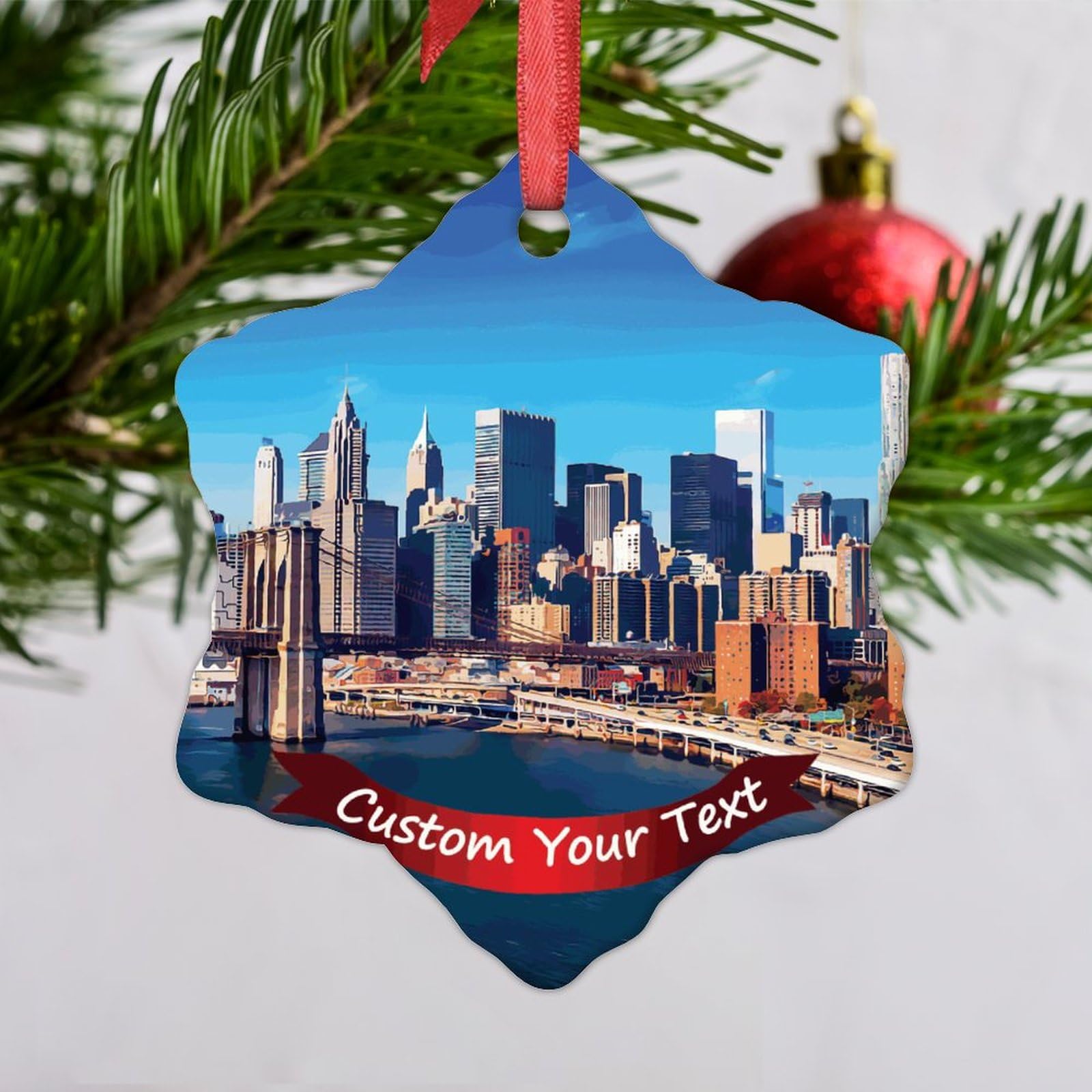 LMMIXEE New York Personalized Christmas Ornaments 2024 New York Themed Christmas Tree Decorations Ornament Customized Travel Lovers Keepsake Gift for Friends/Tour 3 Inch