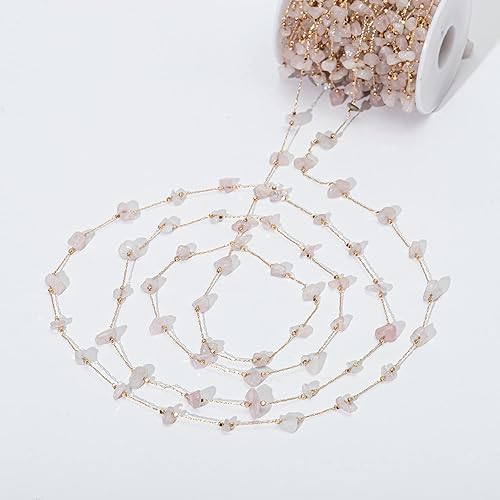 Miniatura 3 de KAOYOO Cadena de piedra volcánica de 2 yardas para decoración de bodas, manualidades de costura, accesorios de bricolaje (2 yardas, blanco)