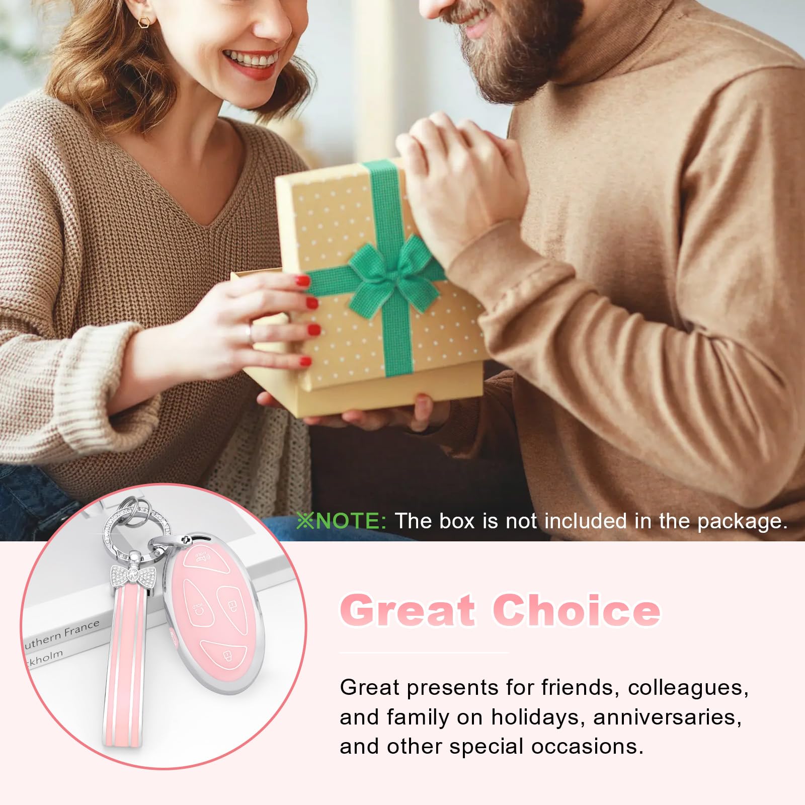 PIFOOG for Hyundai Key Fob Cover 2024 2025 Elantra Santa Fe Sonata Tucson Kona Ioniq 6 Pink 5 — view 6