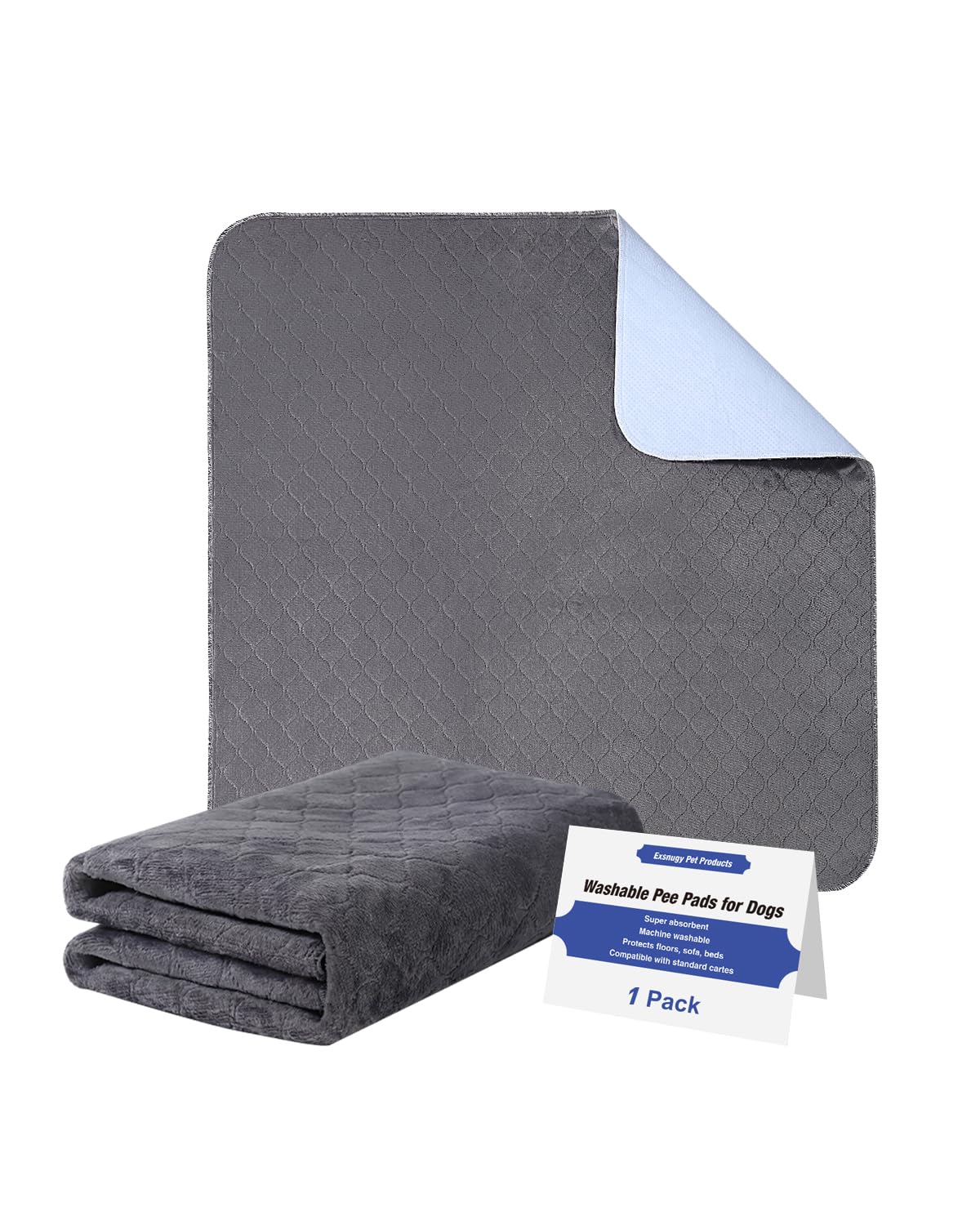 Washable Pee Pads for Dogs Super Absorbent 1-Pack Pet Potty Training Pads Reusable Cozy Flannel Puppy Mat Protects Against Urine Leakage Waterproof Whelping Pad with Non-Slip Buttom, 65 x 48 Inch