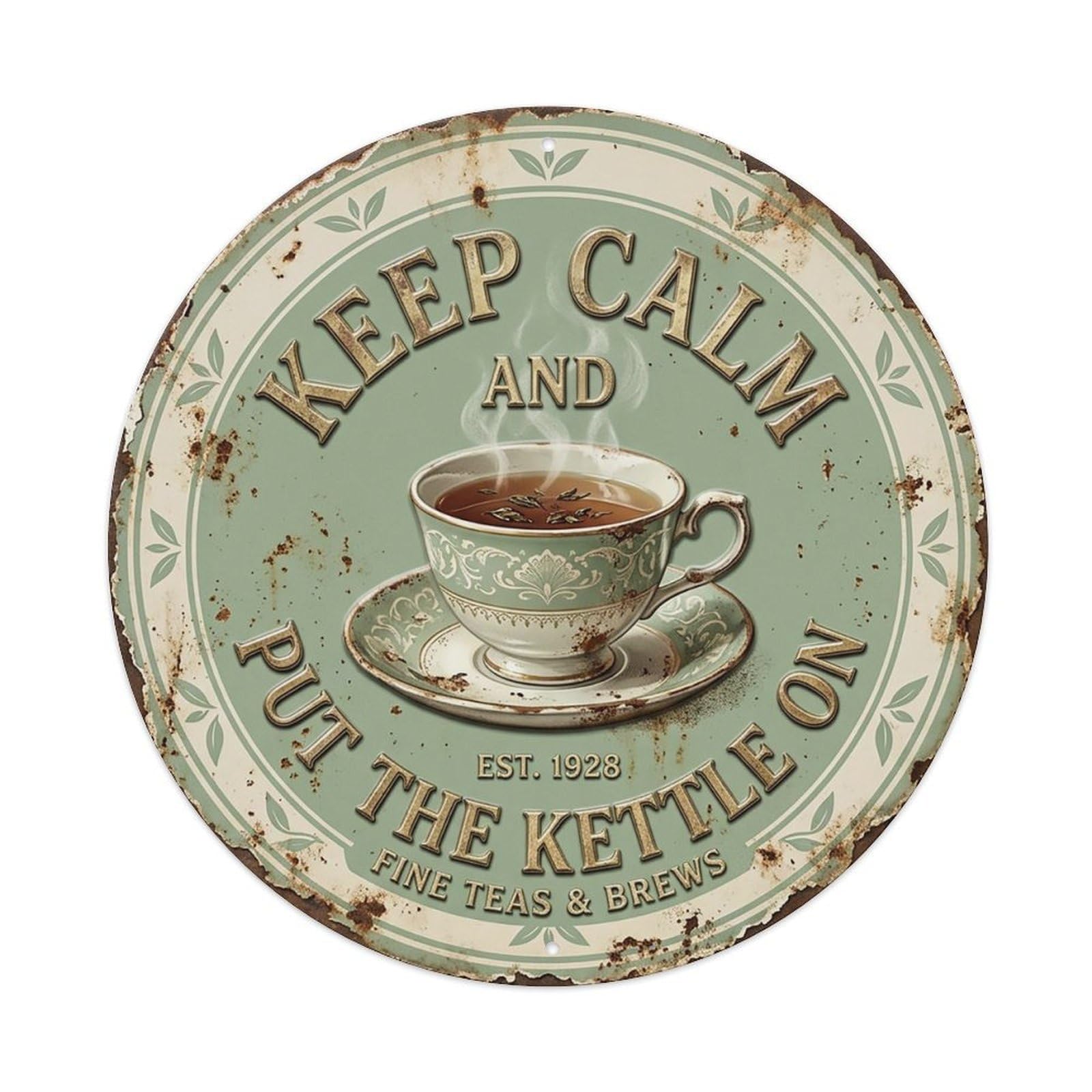 Tea Cup Serenity Bedroom Metal Tin Sign