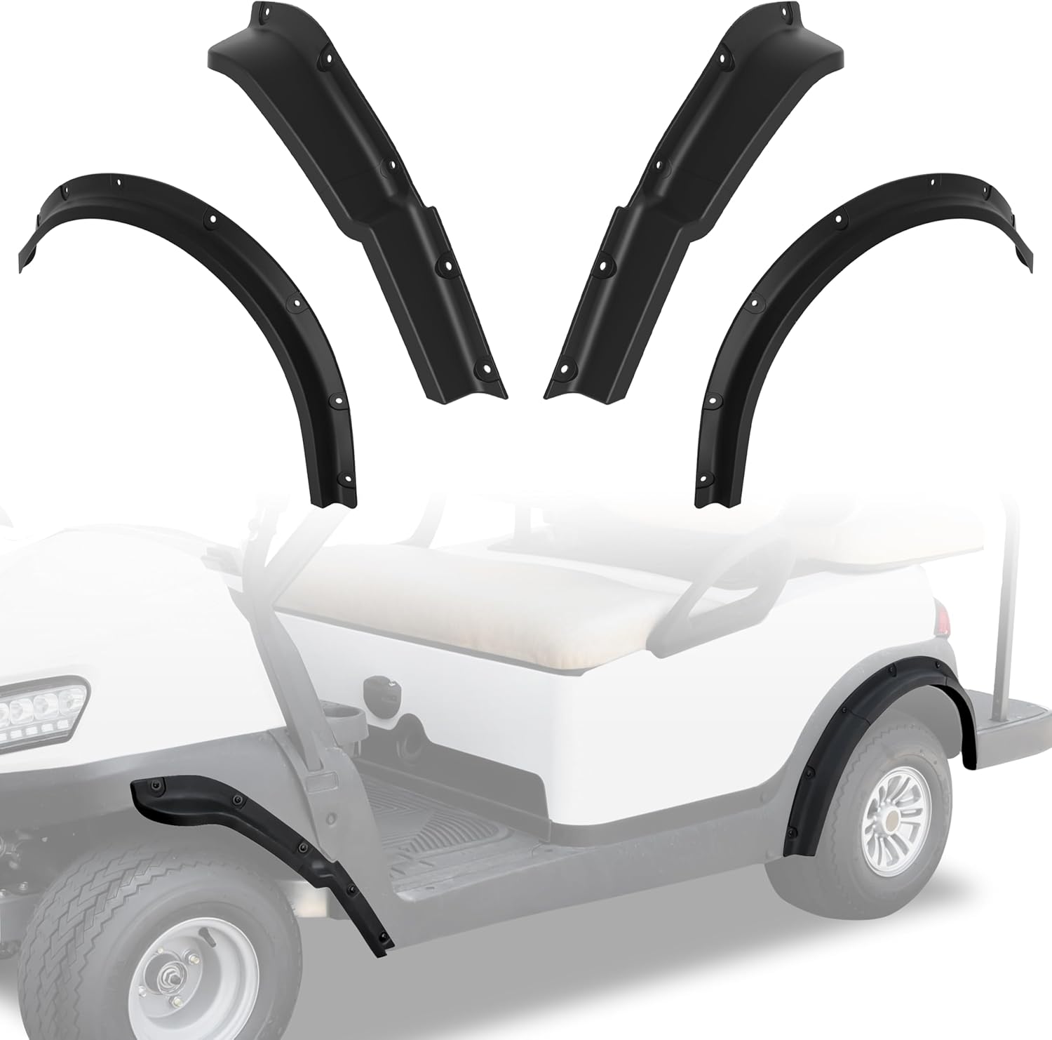 Fender Flares for Club Car Tempo 2017-2025 Golf Cart Accessories, Front and Rear Wheel Flares Combination Mud Flaps Mud Guards for Club Car Tempo Standard and Unmodified Golf Carts Body Only