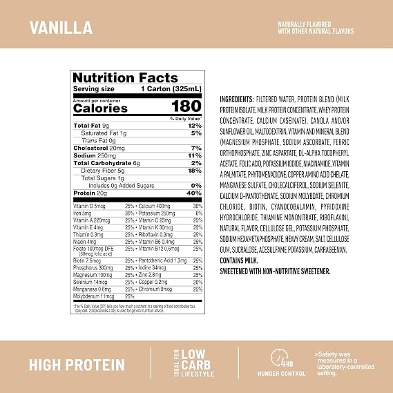 SlimFast Protein Shake, Vanilla- 20g Protein, Meal Replacement Shake Ready to Drink & Atkins Milk Chocolate Delight Protein Shake, 15g Protein, Low Glycemic, 2g Net Carb, 1g Sugar