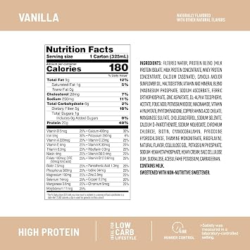 SlimFast Protein Shake, Vanilla- 20g Protein, Meal Replacement Shake Ready to Drink & Atkins Milk Chocolate Delight Protein Shake, 15g Protein, Low Glycemic, 2g Net Carb, 1g Sugar