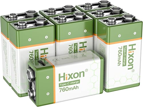 Miniatura 11 de Hixon Baterías de litio recargables USB de 9 V, baterías de iones de litio de larga duración de 760 mAh de 9 voltios con cable de carga tipo C