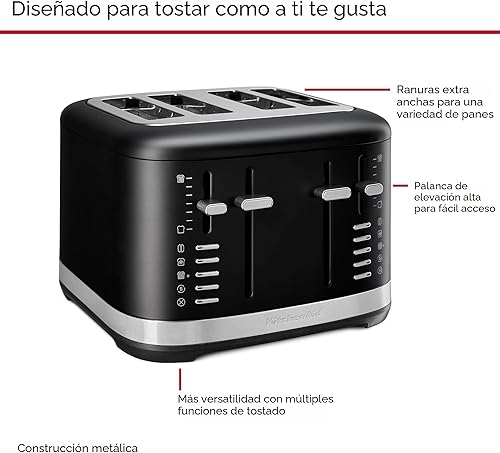 Miniatura 4 de KitchenAid Tostadora de 4 rebanadas, KMT4109BM, negro mate