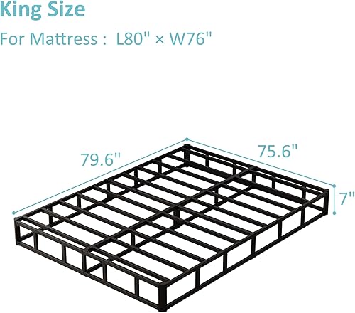 Miniatura 57 de Base de cama individual de 2 pulgadas, base de colchón de metal de perfil bajo de 2 pulgadas, 2000 libras, capacidad máxima de peso, sin ruido,