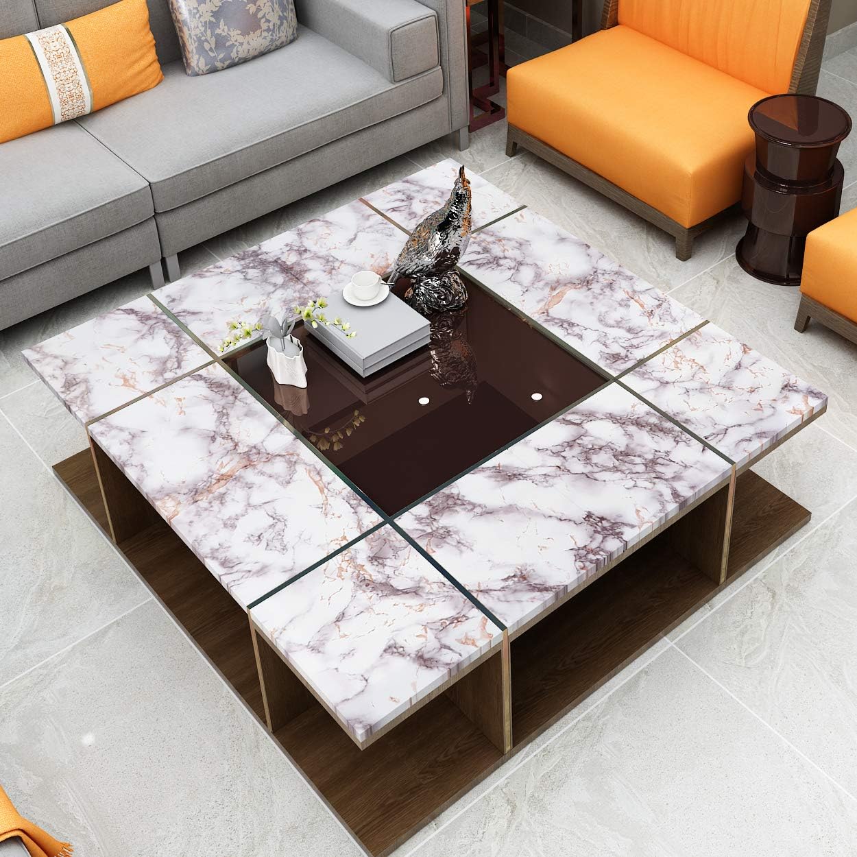 VEELIKE Faux Marble Counter Top Covers Peel and Stick Wallpaper Granite Contact Paper Decorative Kitchen Wall Paper Gray Waterproof Self Adhesive Removable Wallpaper for Cabinet Locker 15.8"x354"