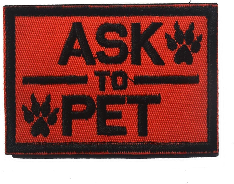 Ultrafun Service Dog Hook & Loop Fastening Tape Patch for Pet Harness Vest - 2 X 3 Inches - Set of 2 (Ask to Pet Orange)