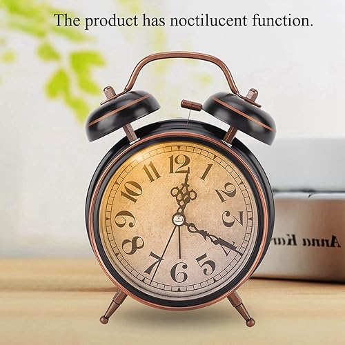 Miniatura 4 de AUNMAS Reloj despertador mecánico vintage, alarma de cuerda manual con esfera luminosa brillante, gestión de tiempo de noche retro para adultos que