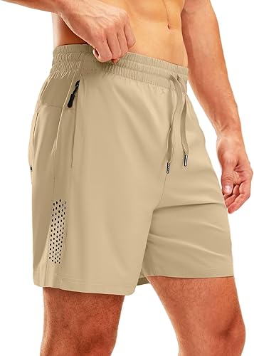 Viodia Traje de baño para hombre de 5 pulgadas con bolsillos con cremallera, pantalones cortos de playa de secado rápido para hombre, traje de baño