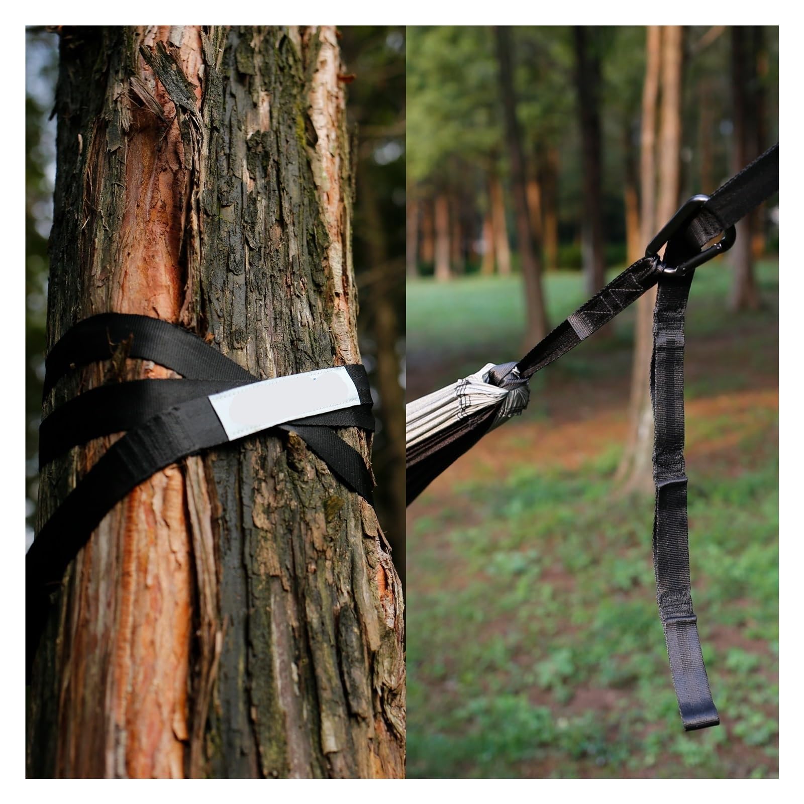 Amaca in nylon da campeggio all'aperto, tessuto leggero e portatile for paracadute singolo e doppio con 2 cinghie for albero
