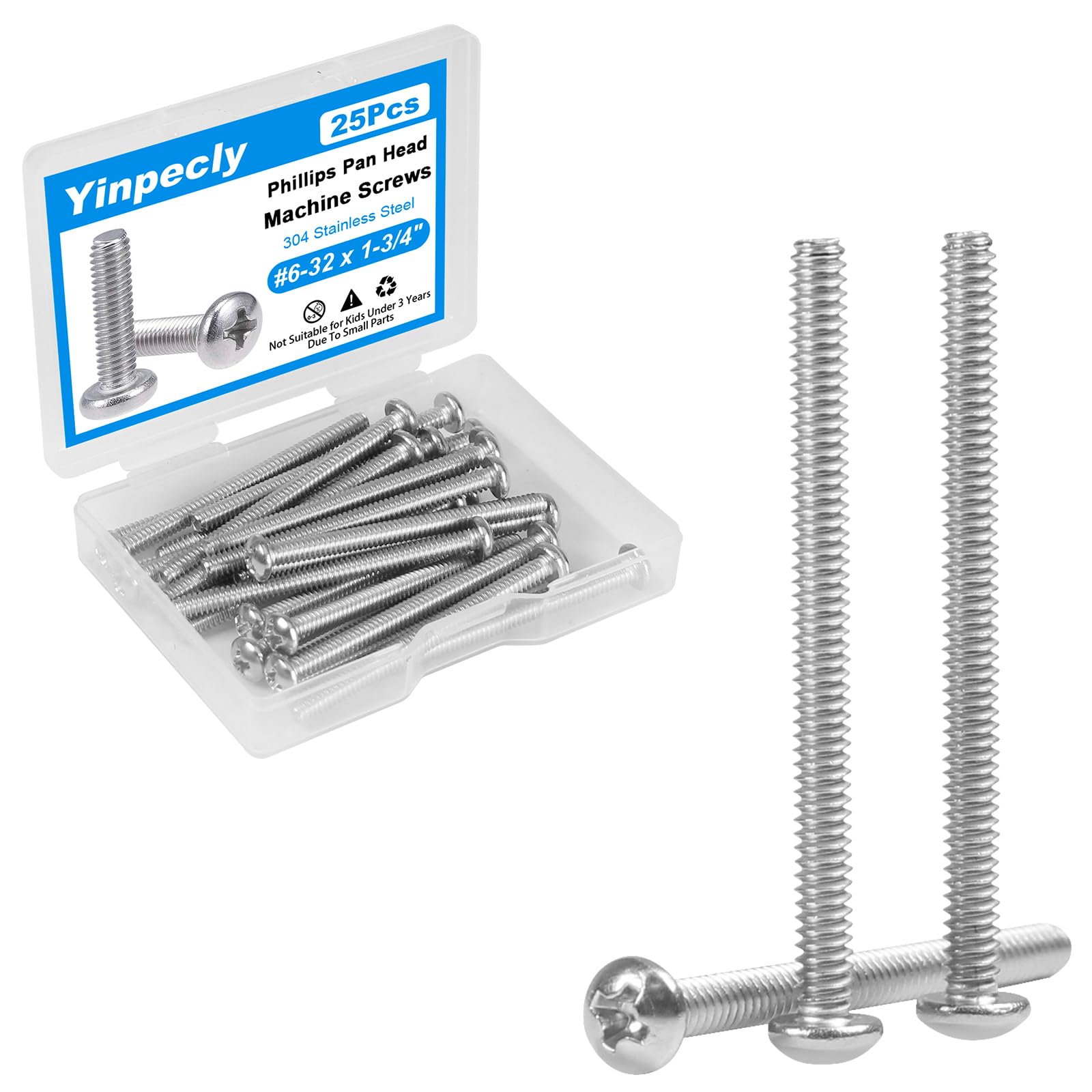 Stainless Steel Machine Screws - 25 Pack #10-24 x 1 -16