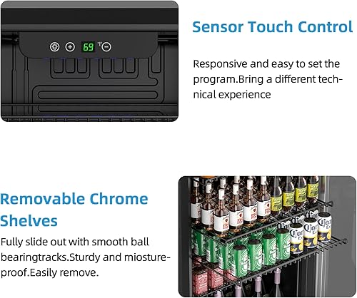 Miniatura 6 de Refrigerador compacto independiente de bebidas, refrigerador de 126 latas3.2 pies cúbicos con puerta frontal de vidrio para refrescos, cerveza o