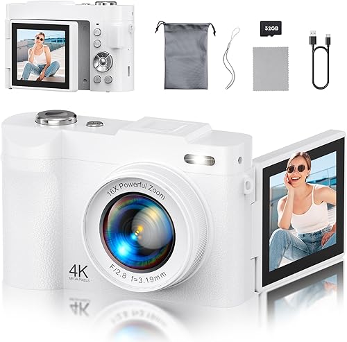 Miniatura 9 de Cámara digital 4K para fotografía, cámara de videoblogs de 50 megapíxeles para YouTube, cámaras compactas con pantalla giratoria de 2.8" de 180°