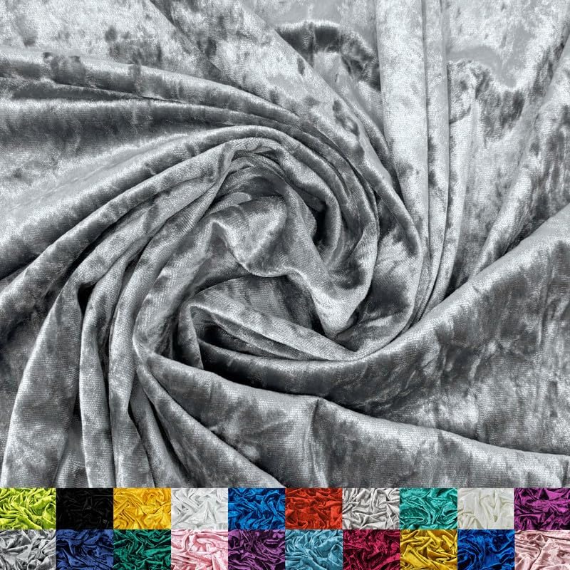 Ice Fabrics Stretch Crushed Velvet Fabric by The Yard - 60/62" Wide Soft Velvety Fabric for Sewing Apparel, Upholstery, Curtains & Decor - 250 GSM - 20% Vertical Stretch - Dark Gray - 10 Yards