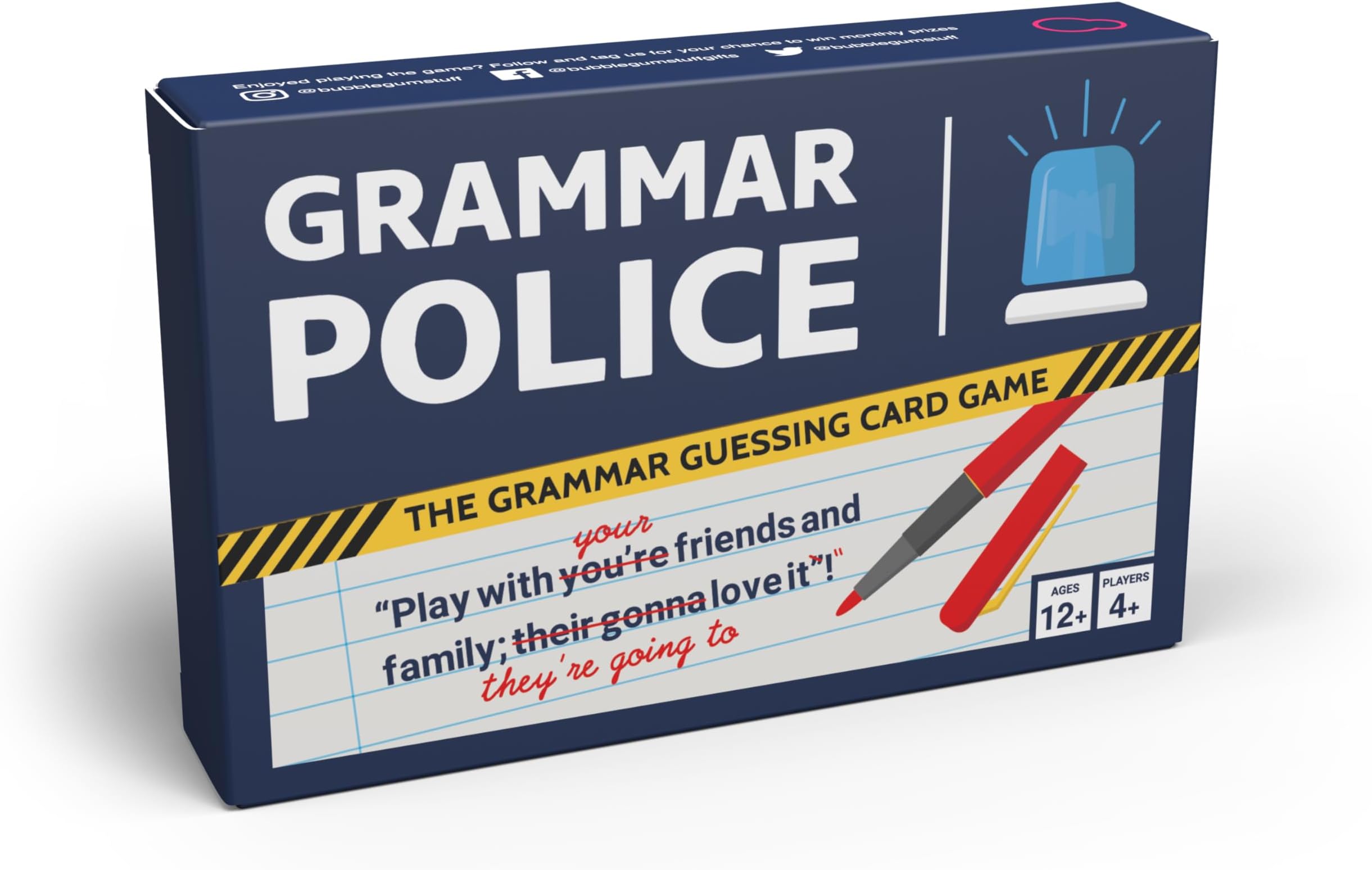 Bubblegum Stuff Grammar Police Game - Correct The Bad Flash Card Fun Detective Suitable For Family, Kids, Teenagers & Adults