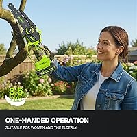 Vista 5 de WORKIT Mini motosierra inalámbrica, motosierra eléctrica de 8 pulgadas con 2 baterías, motosierra de mano con engrasador automático, tensión sin