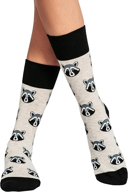 Women's Raccoon Socks, Raccoon Black, 5