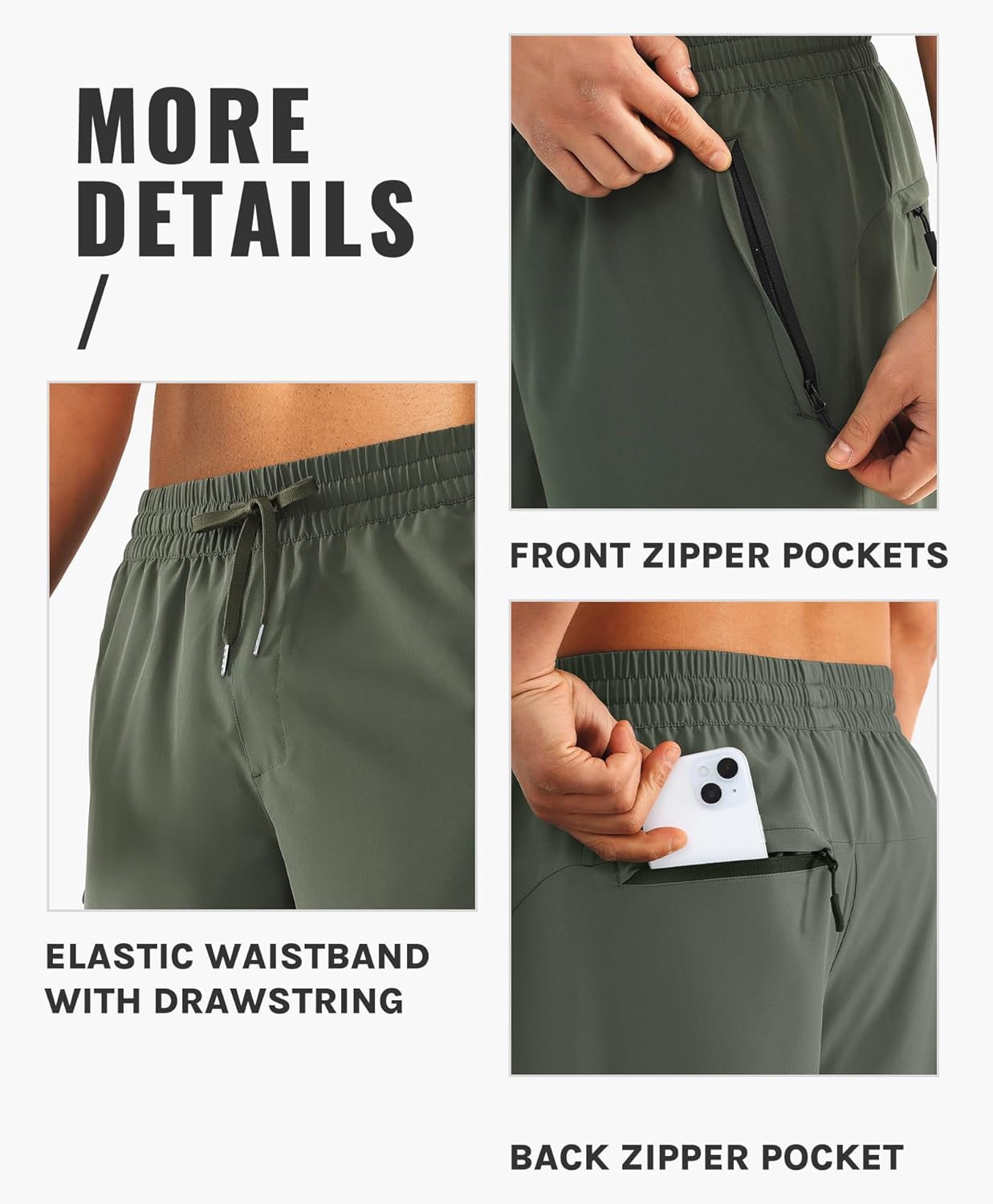 Cosmolle Men's Hiking Cargo Shorts Quick Dry Lightweight Athletic Shorts with Zipper Pockets for Gym, Workout, Running - Image 5