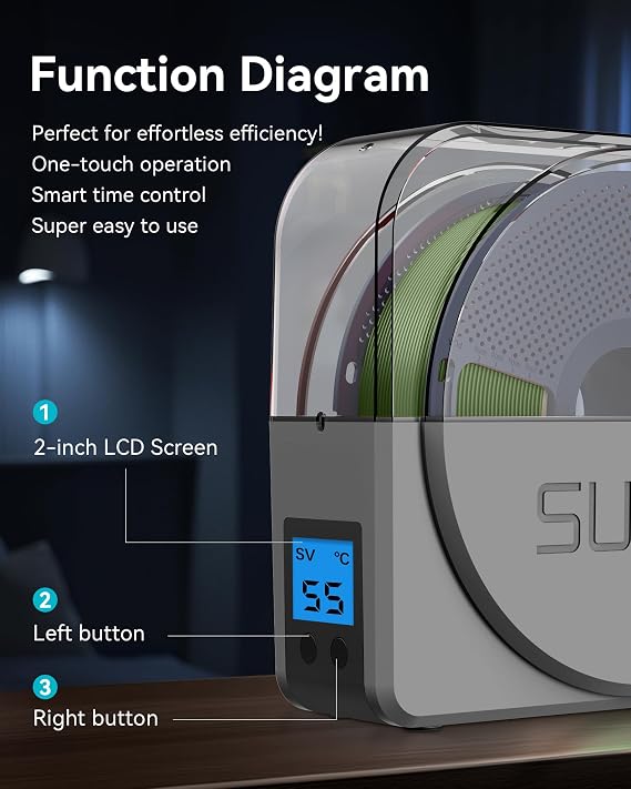SUNLU S1 Plus Dry Box Grey, 3D Filament Storages with PLA Plus 1.75mm Black
