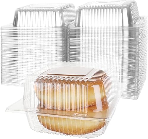 Miniatura 4 de 250 unidades de 5 x 5 pulgadas Clamshell bandeja para llevar recipientes de plástico con bisagras para alimentos, caja de comida desechable,