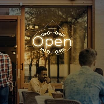 LED Open Sign for business Led Neon Light with Hanging Kit and Plug for Shop, Window, or Business Use 16.5x10.5 - Warm White