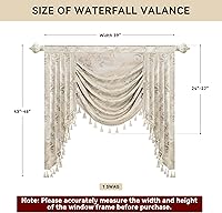 Vista 131 de Loom and Mill Luxury Waterfall Valances for Windows, Elegant Jacquard Thick Swag Curtains Valance with Tassels for Living Room, Bedroom Party Light