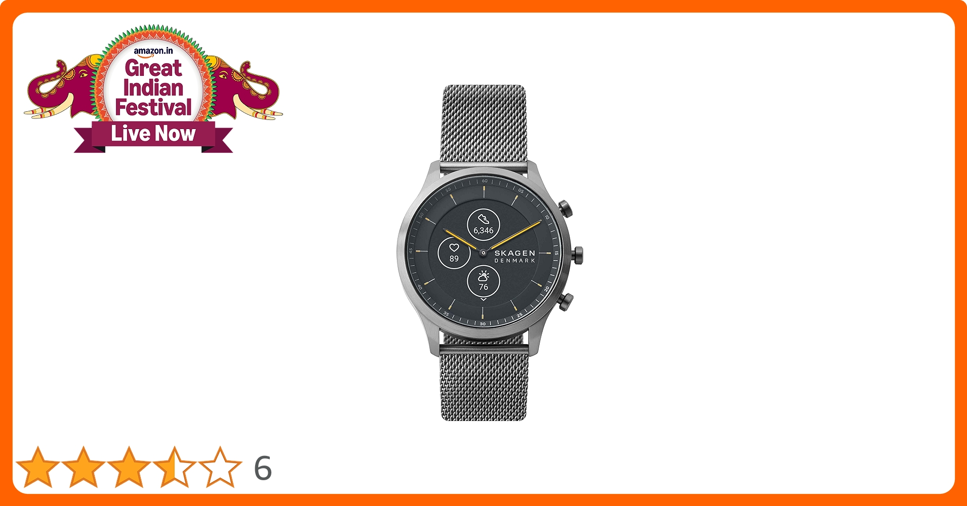 SKAGEN Hybrid HR Smartwatchブラック(SKT3202) Jorn 42 mm Gen 6 Hybrid Smartwatch - Midnight Silicone