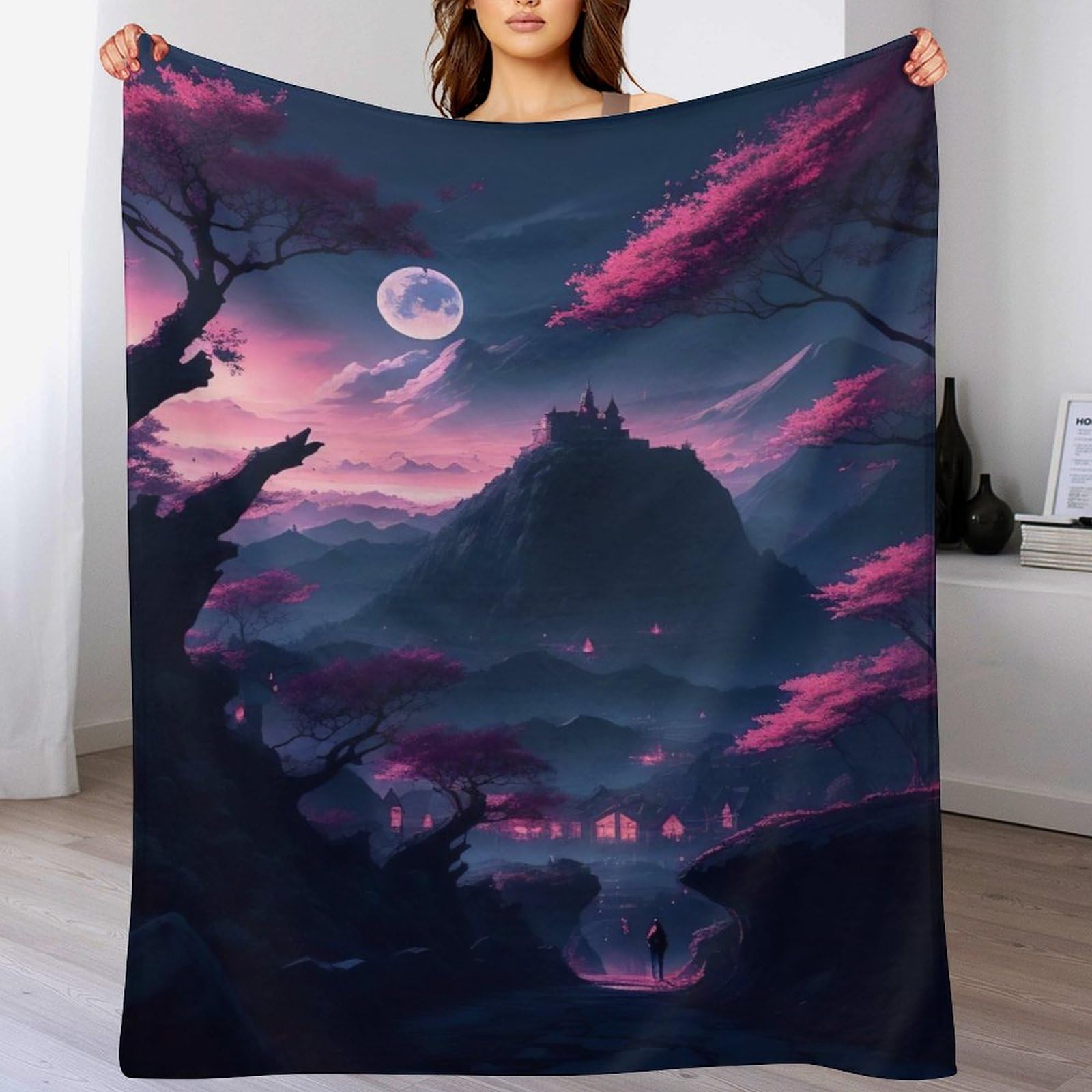 Couverture polaire cerisier contre le froid plaid moelleux lit et canapé
