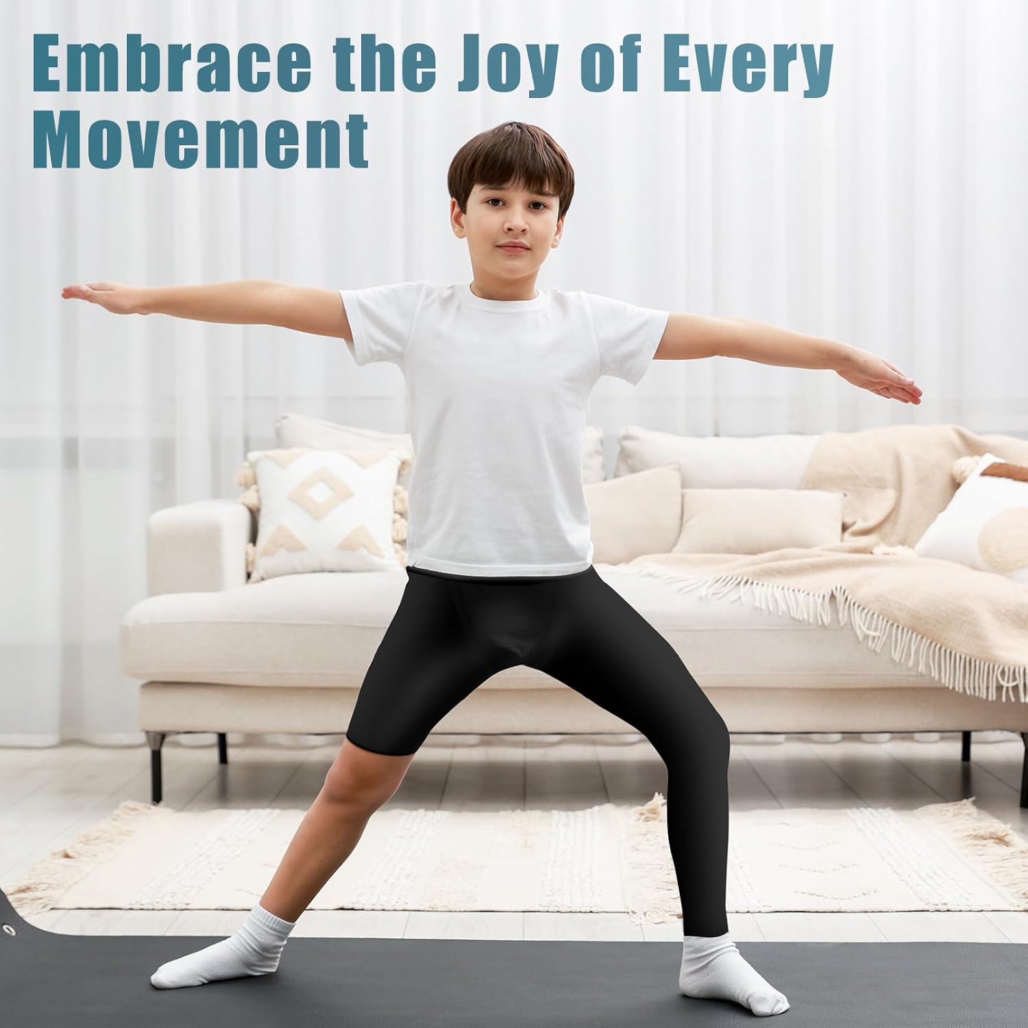 Jeffbaubl 2 Pack Youth Boys Compression Pants, One Leg Compression Tights, Kids Sports Tights Athletic Leggings Base Layer - Image 6