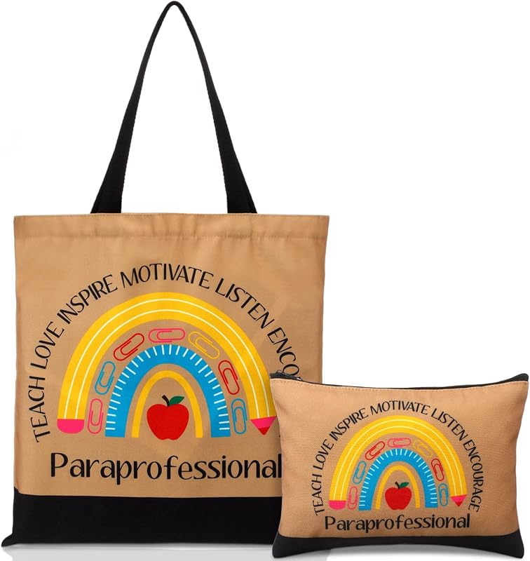 Paterr Bolsa tote de lona com nécessaire de maquiagem
