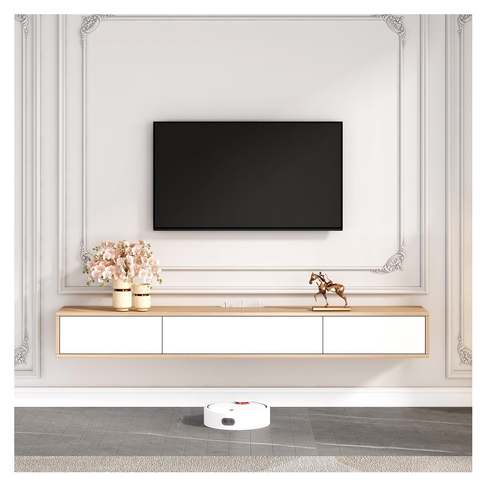 Amazon.co.jp: テレビキャビネットフローティングウォールシェルフ 