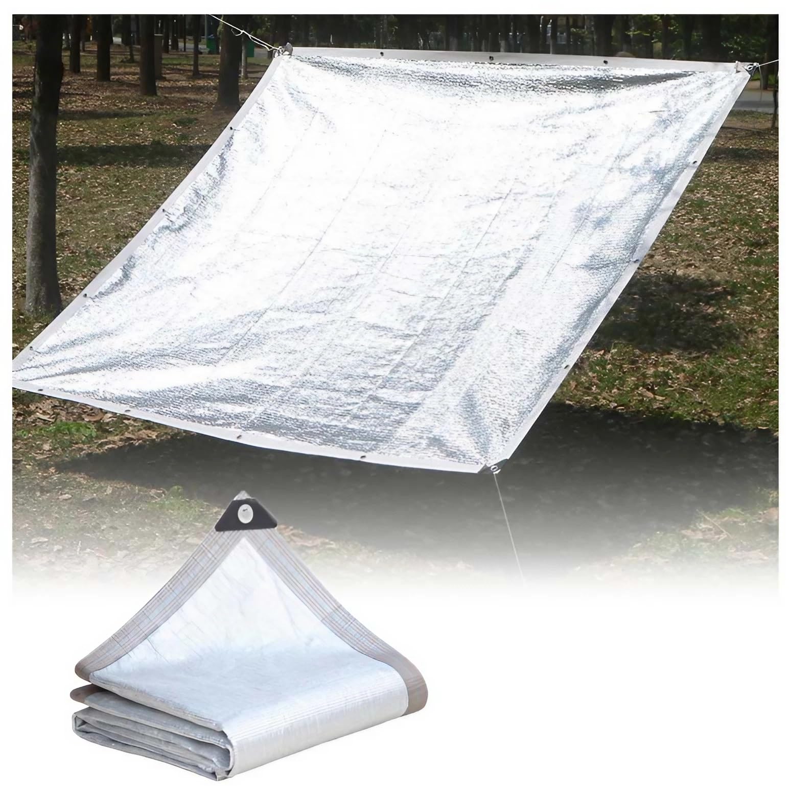 WQPMNYG Aluminum Foil Shade Netting, Outdoor Sunshade Net, Shading Rate 99% Pergola Roof, Shade Cloth Mesh Cover with Grommets for Car Cover, Greenhouse, Garden, Balcony, Pergola Roof, Outdoor