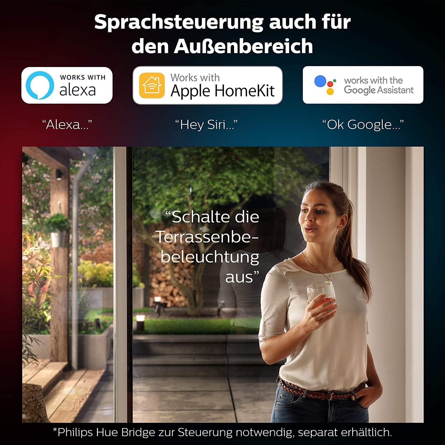 Philips Hue White & Color Ambiance Resonate Outdoor Wandleuchte 1180 lm, dimmbare Außenleuchte, smarte Lichtsteuerung